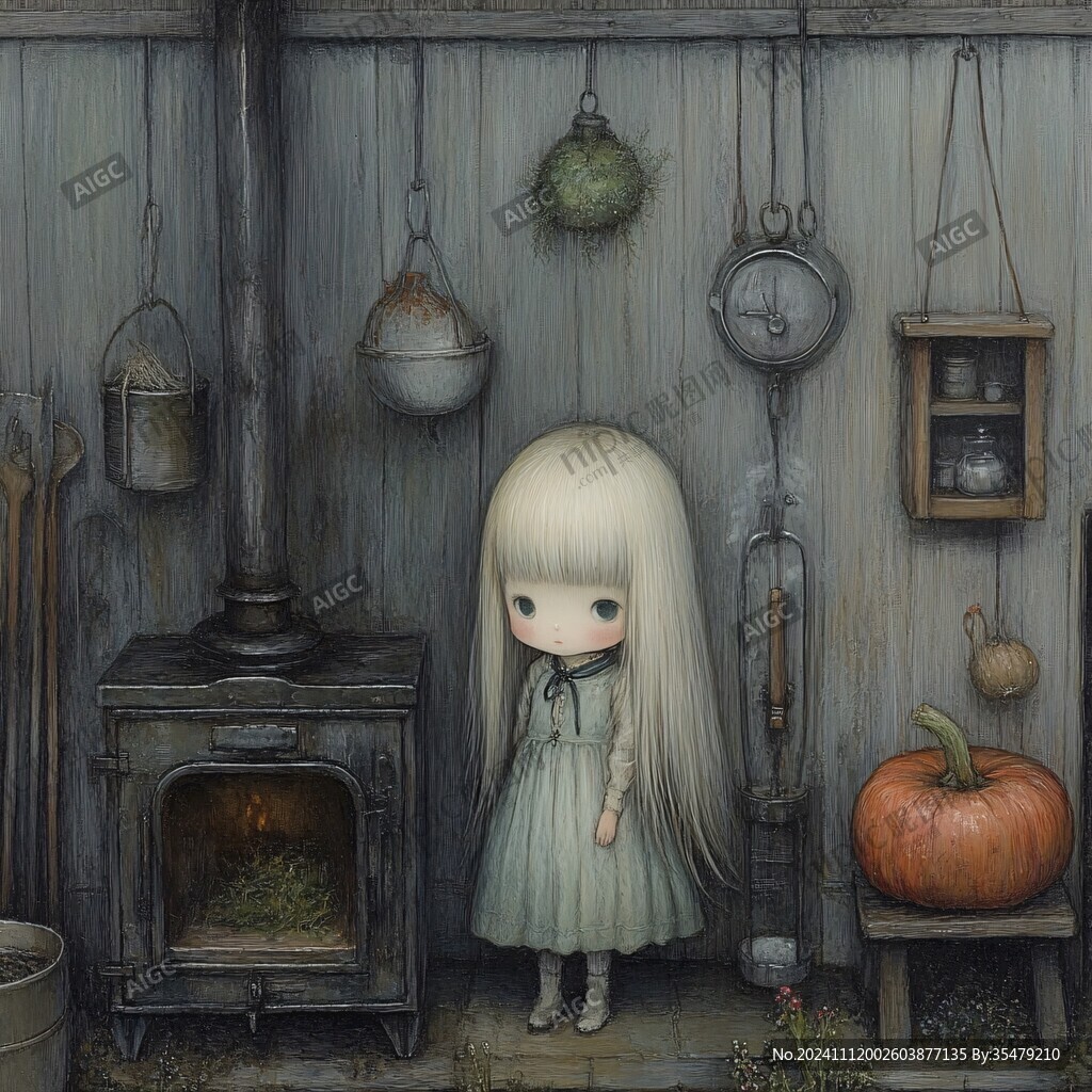 小女孩插畫小場景
