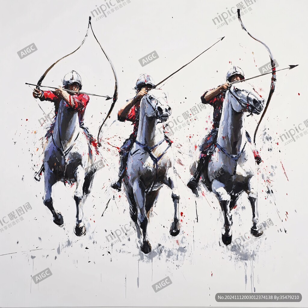 騎馬射箭插畫