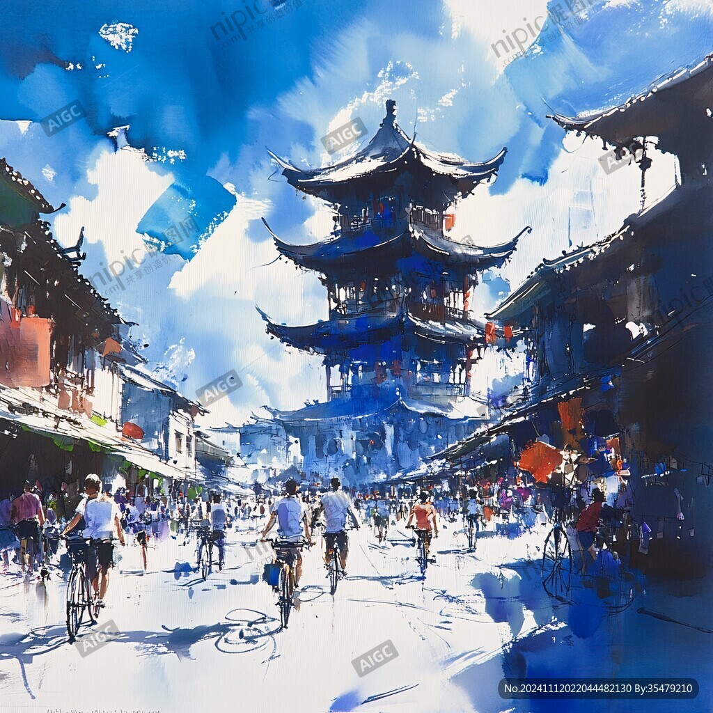 束河古鎮(zhèn)插畫