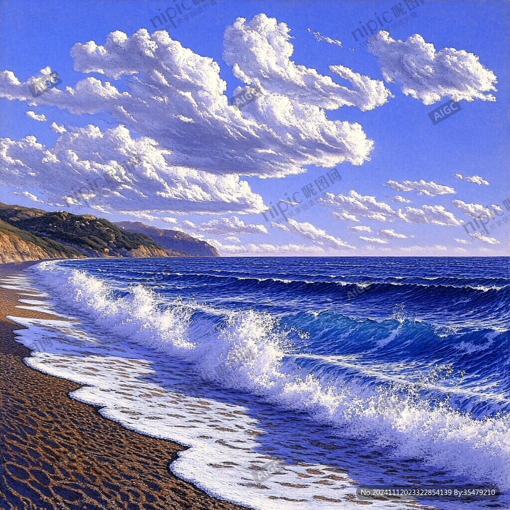 碧海藍天油畫