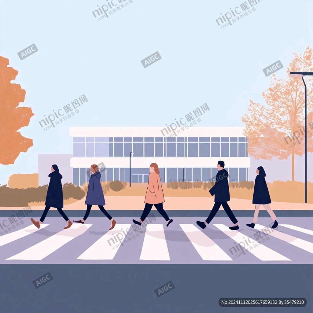 馬路散步賞學(xué)插畫