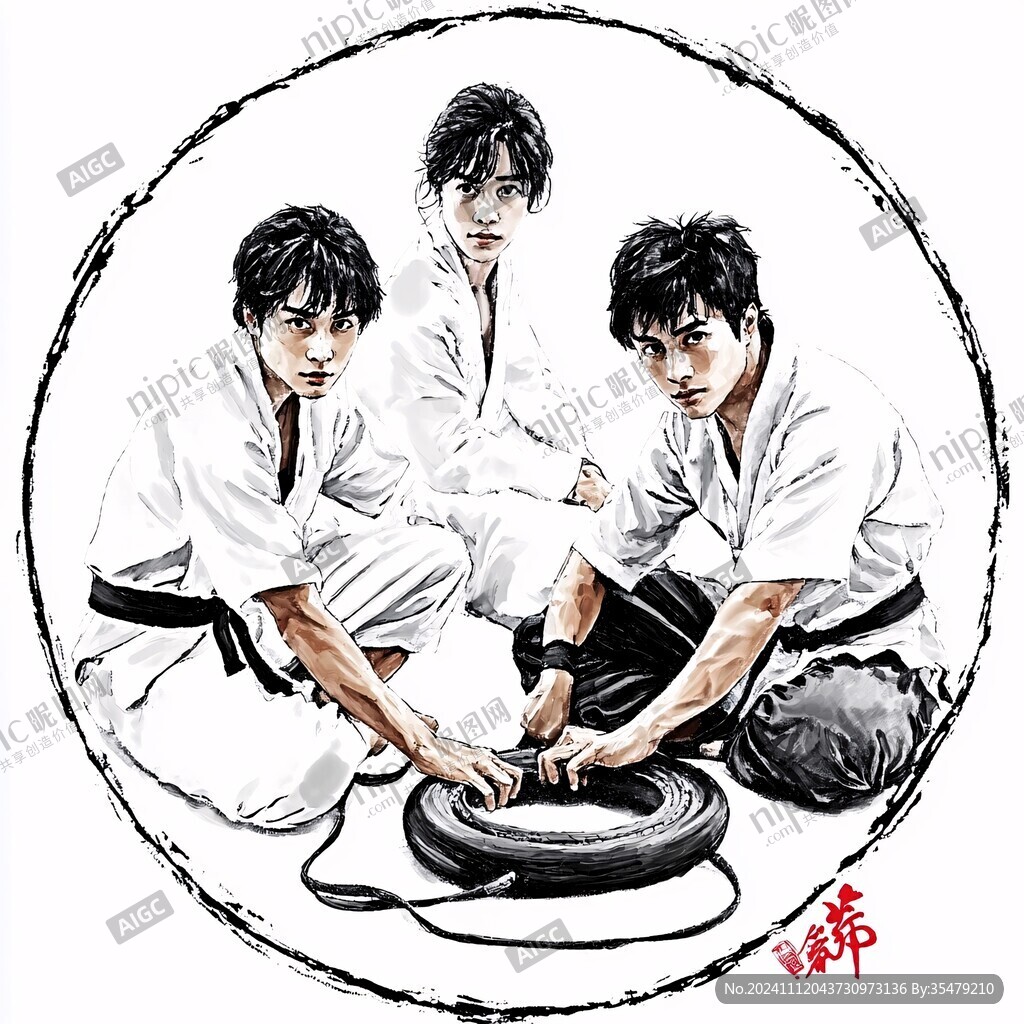 武道四聯畫