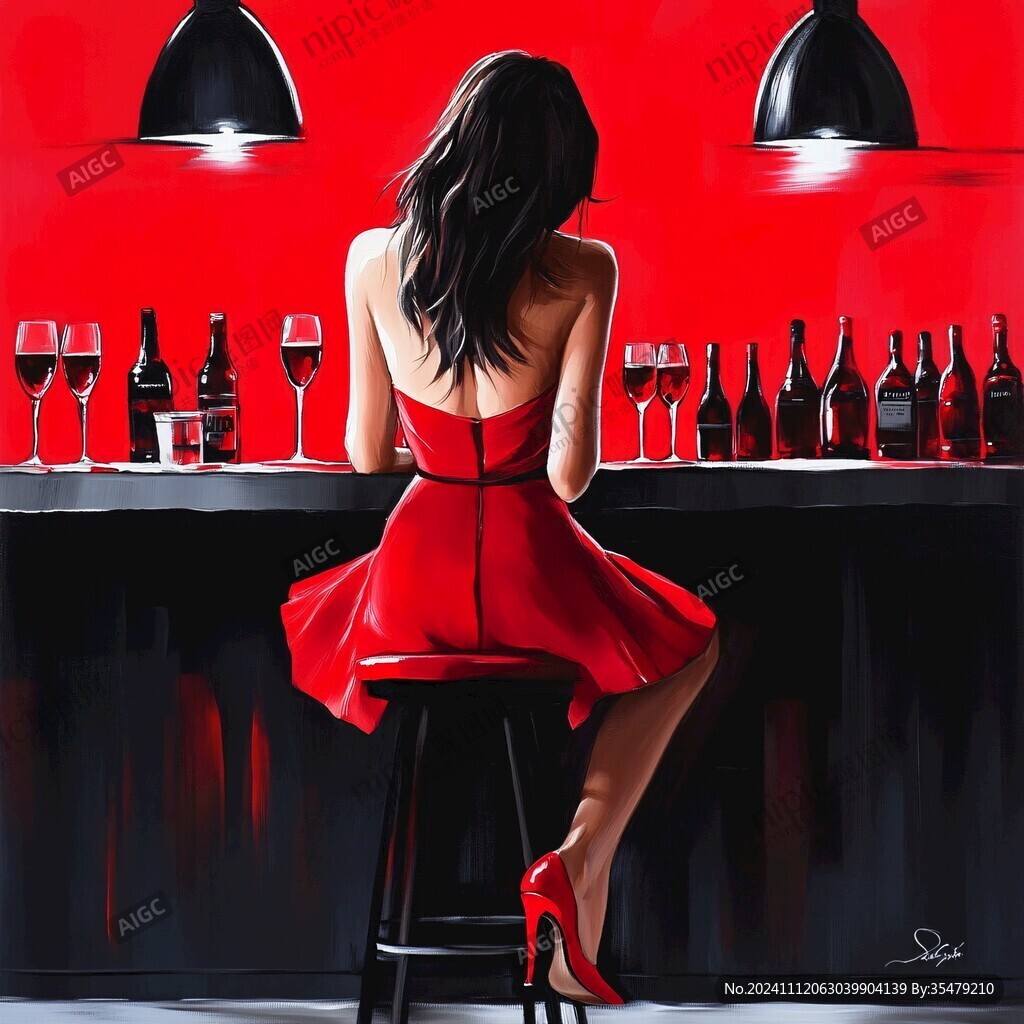 紅酒女人插畫