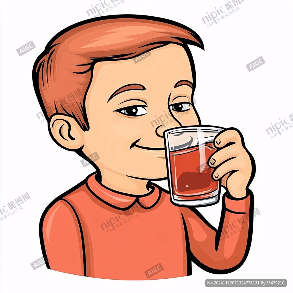 卡通喝飲料