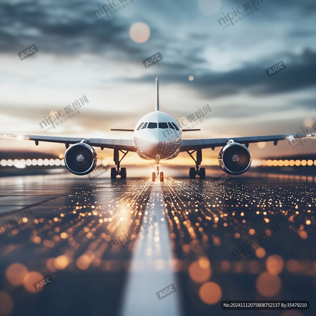 陽光下飛機跑道客機