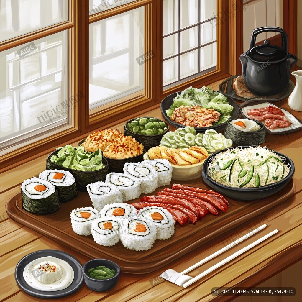紫菜包飯插畫