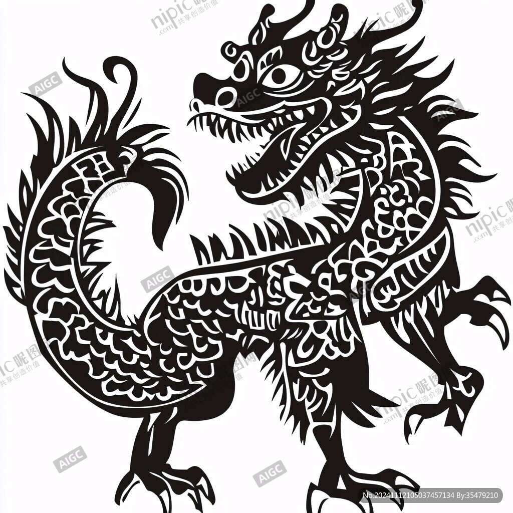 黑白底紋龍