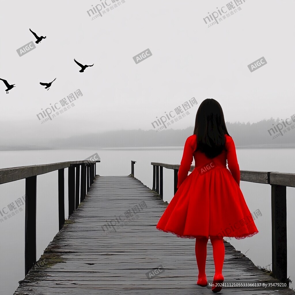 紅衣美女背影