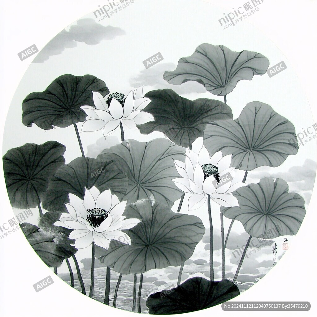 荷花圓面畫(huà)
