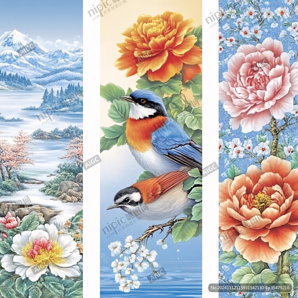四季花鳥紋春夏秋冬