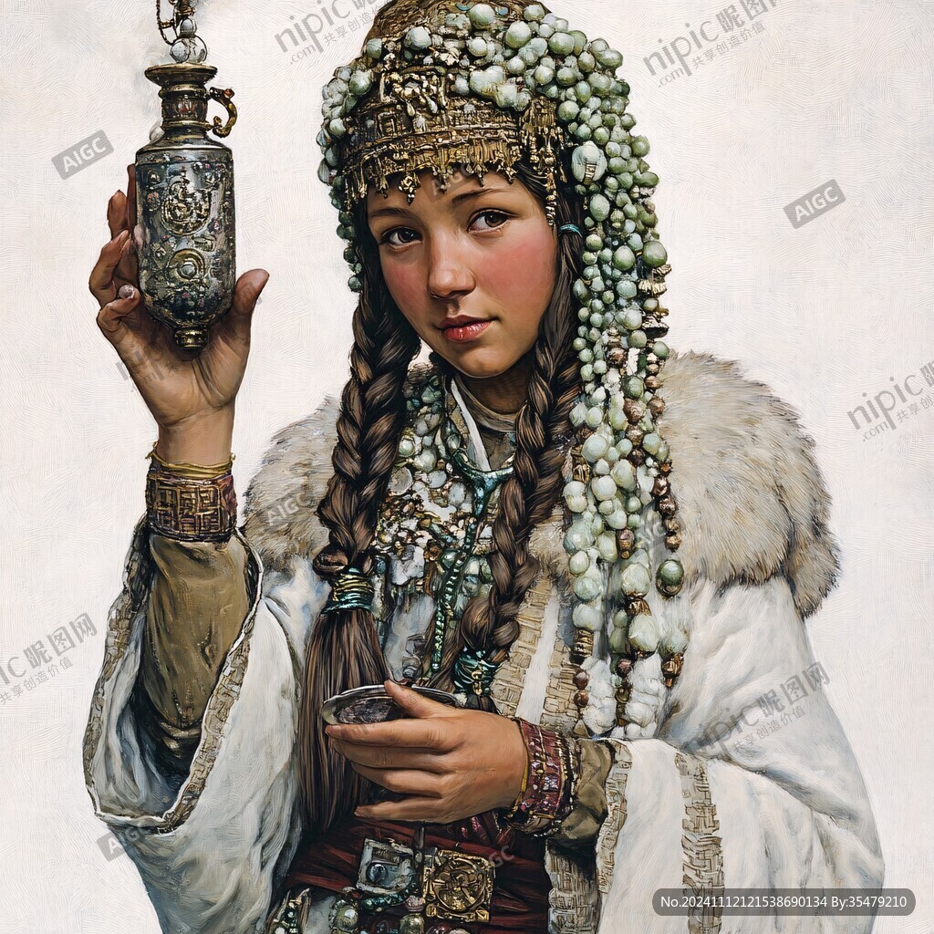 蒙古族女性油畫(huà)