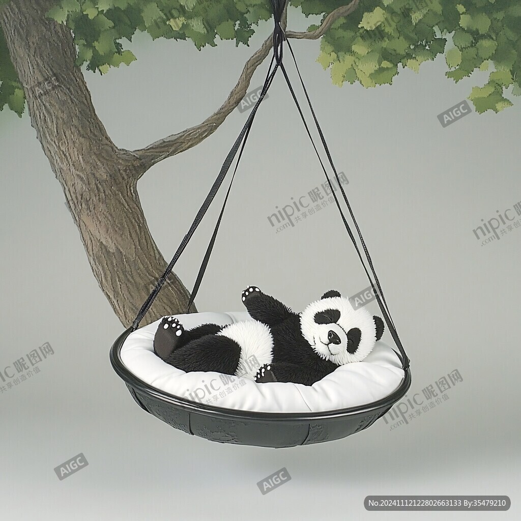 睡吊床的熊貓