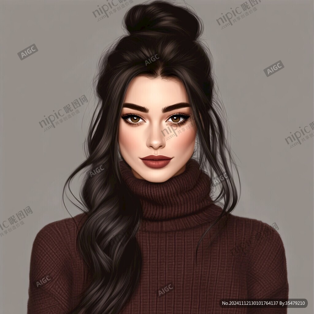 人物頭像美女插畫