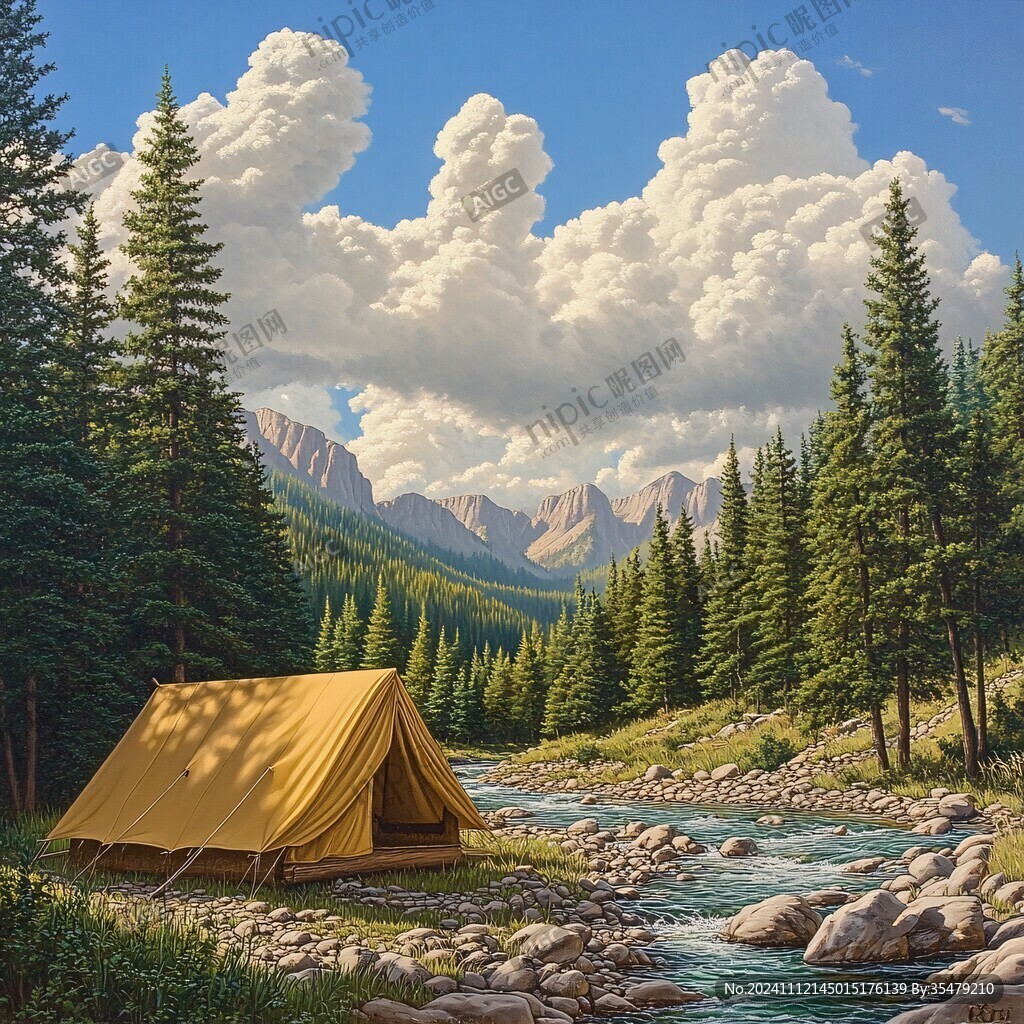手繪山林露營地