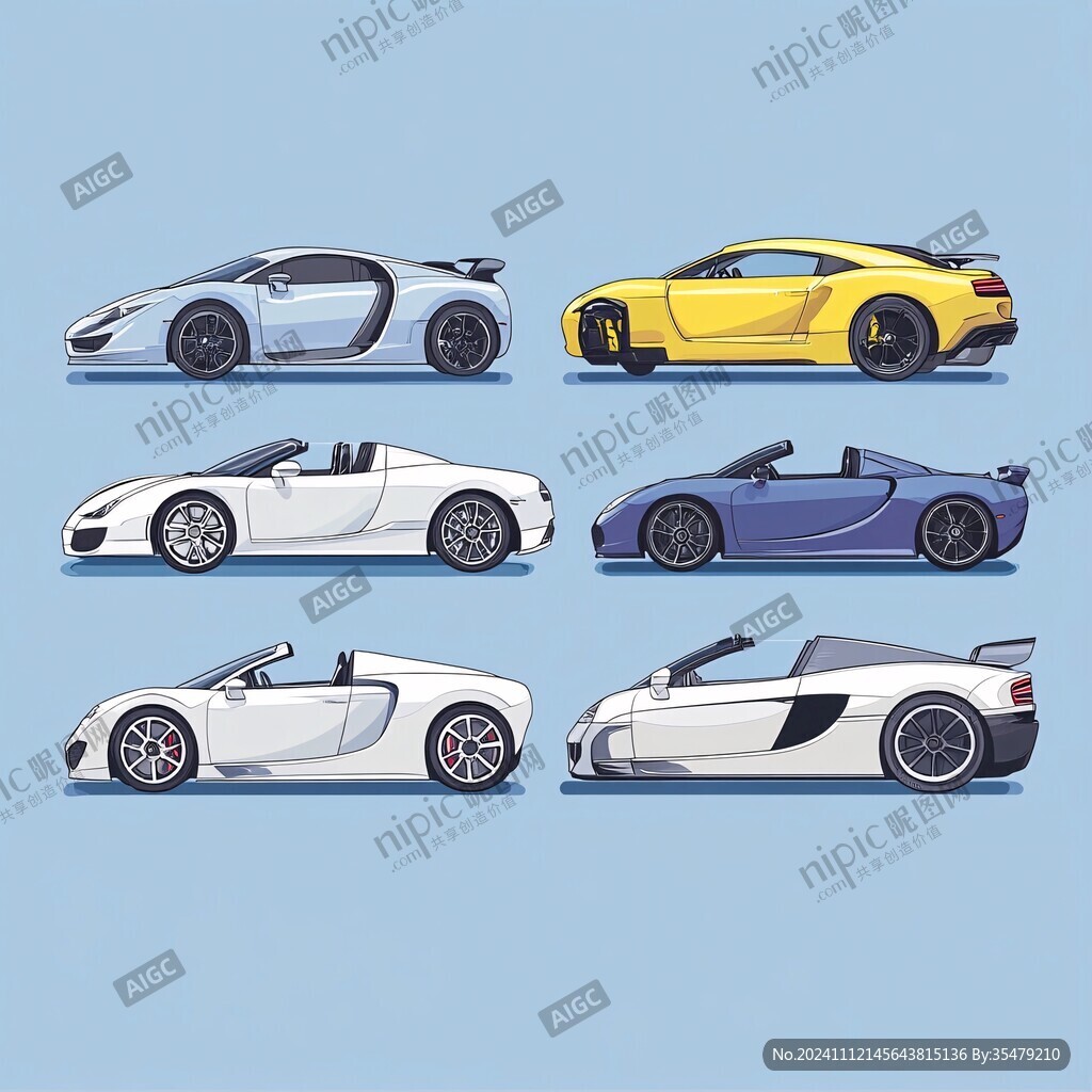 卡通跑車插畫