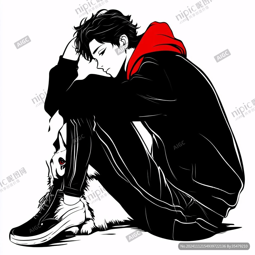 男生頭像黑白稿