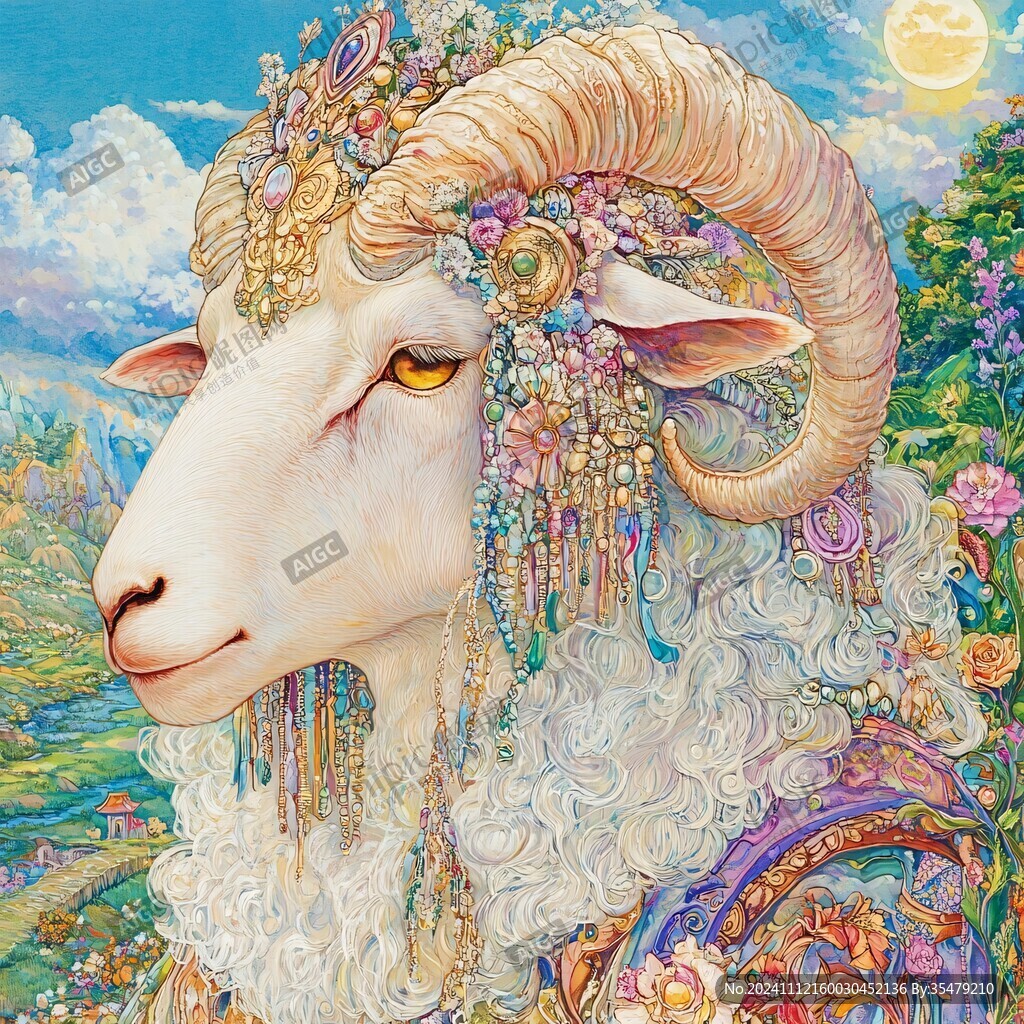 手繪夢(mèng)幻羊風(fēng)格裝飾畫(huà)