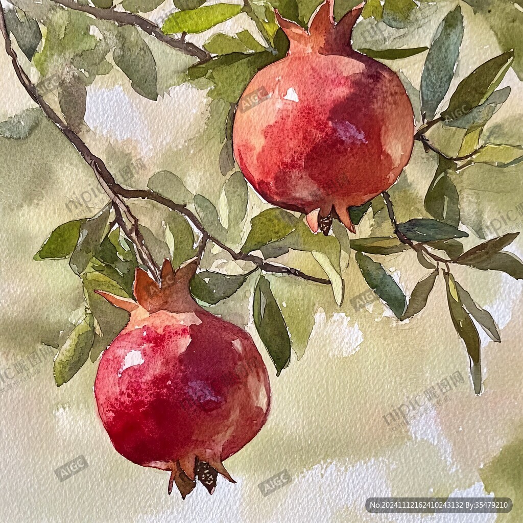 原創(chuàng)插畫石榴