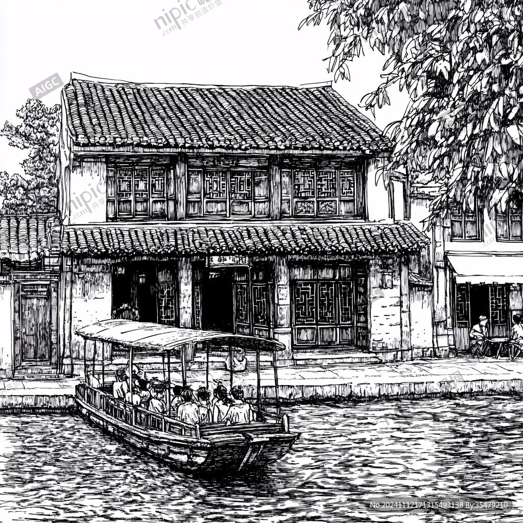 朱家角素描畫