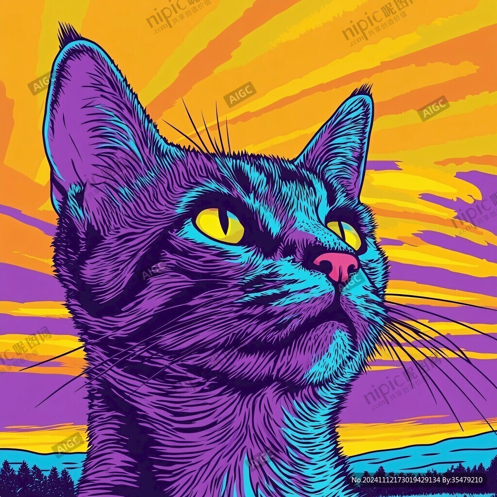 貓咪海報插畫