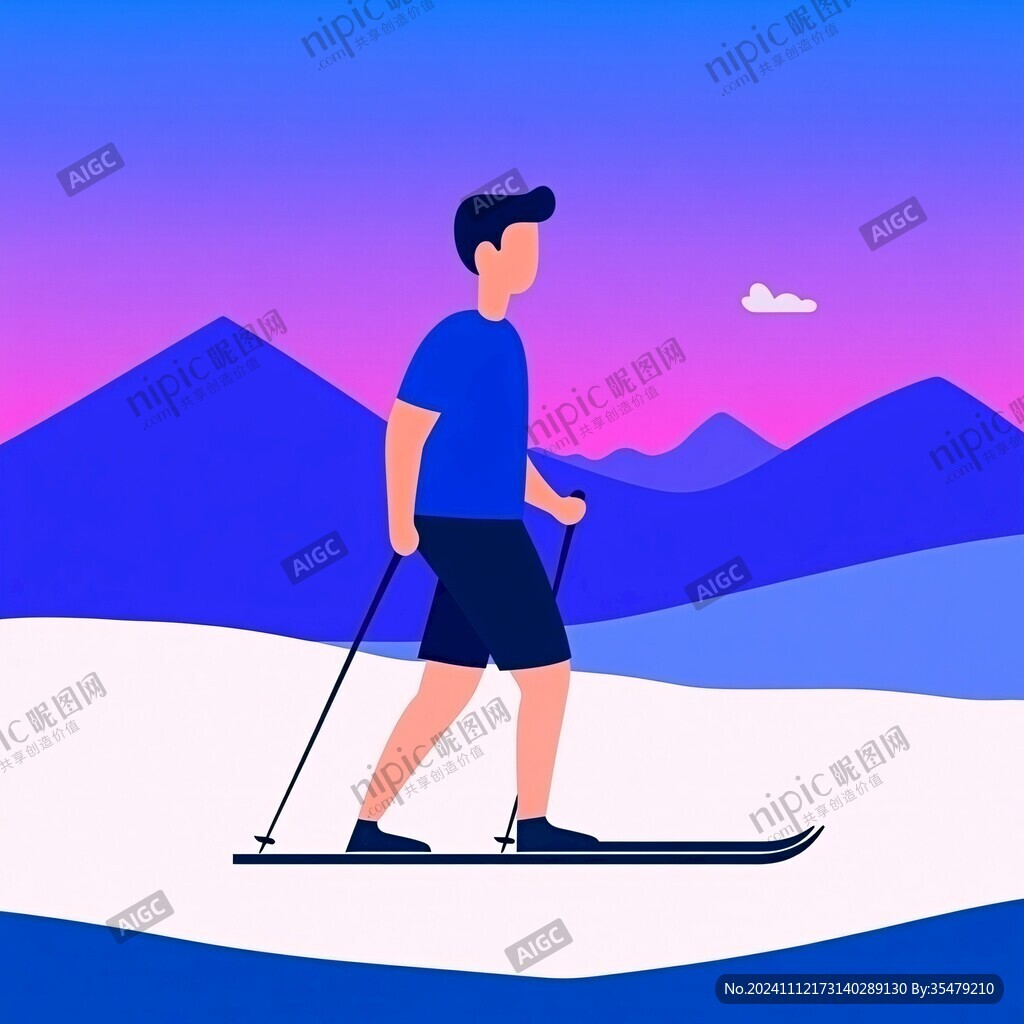 滑雪運動戶外出插畫