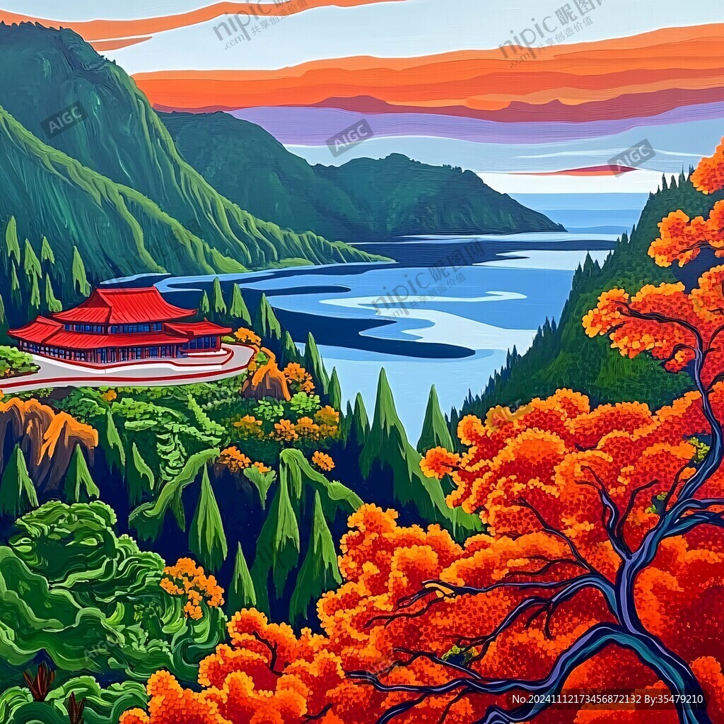 秋季風(fēng)景國潮