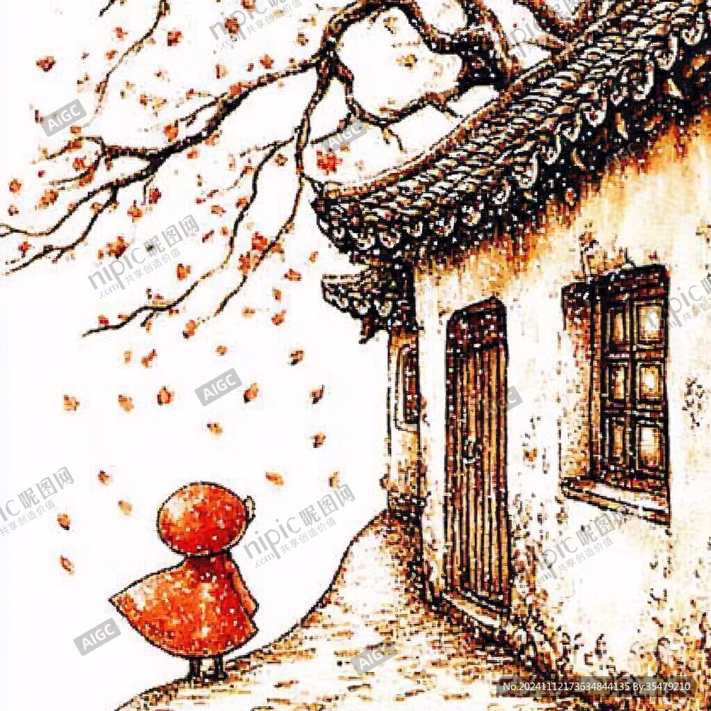 秋季柿子樹(shù)小院背景