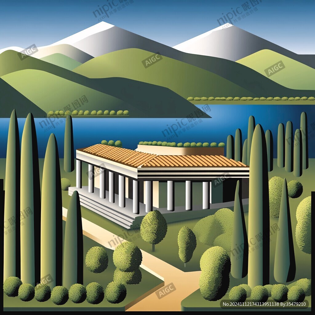 雅典建筑插畫(huà)