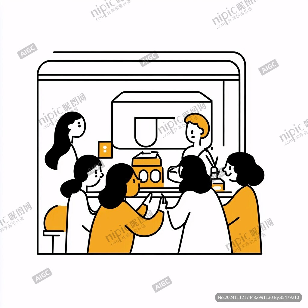朋友吃飯插畫
