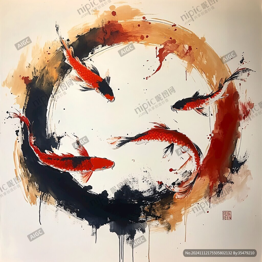 寫(xiě)意錦鯉圖