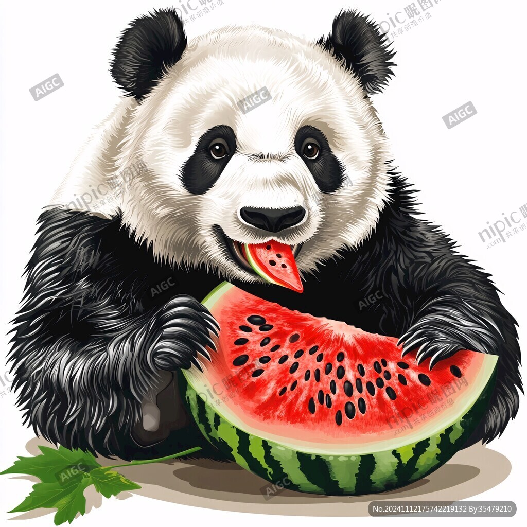 吃西瓜的熊貓