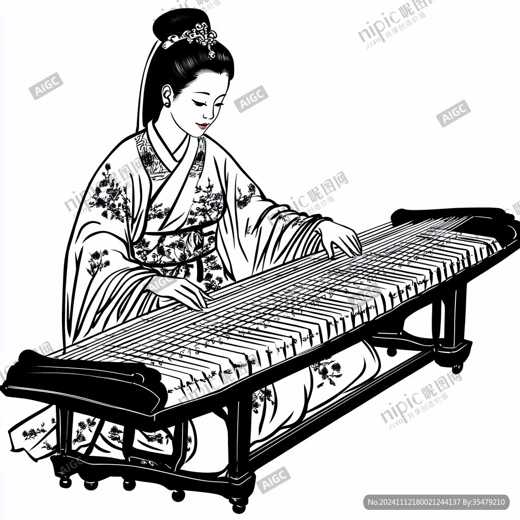古代小姐彈古箏