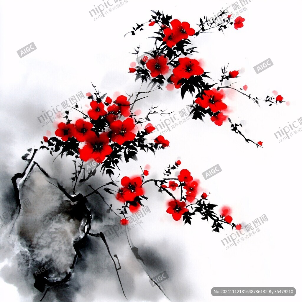 水墨凌霄花