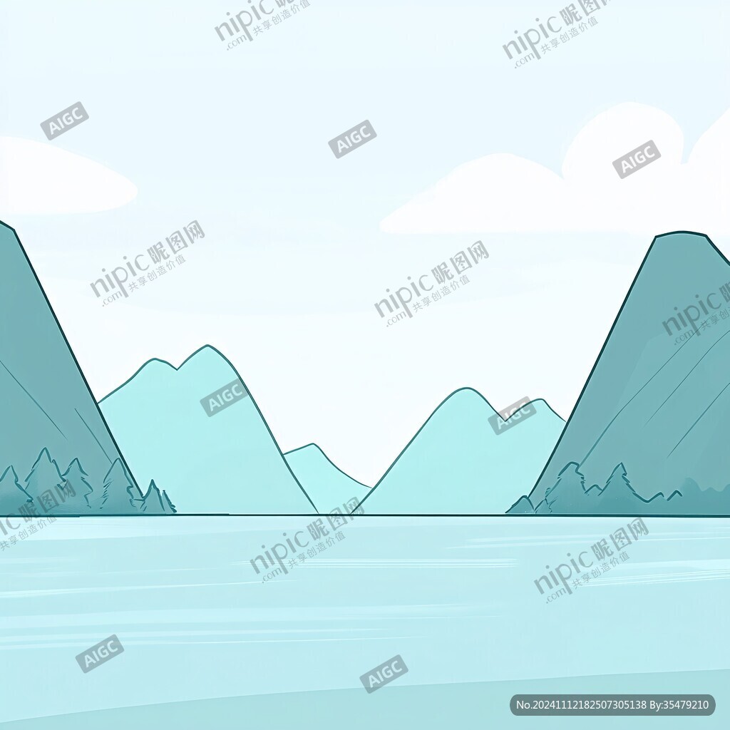 卡通簡約山水