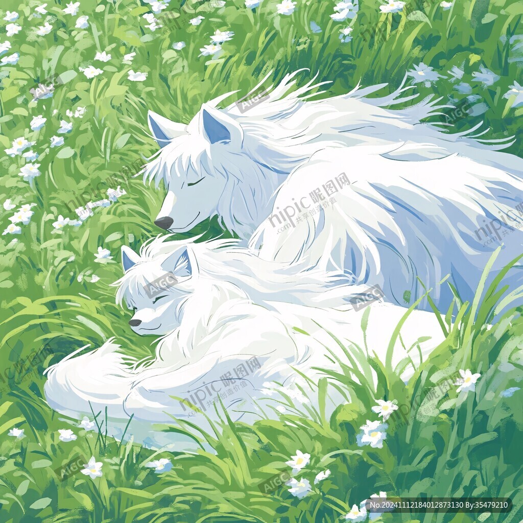 九尾白狐插畫