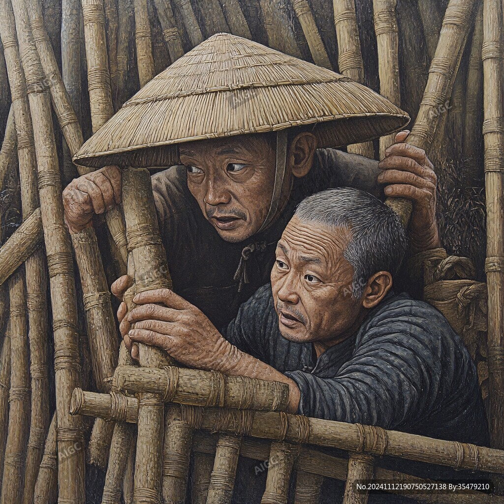 竹篾匠手工場景