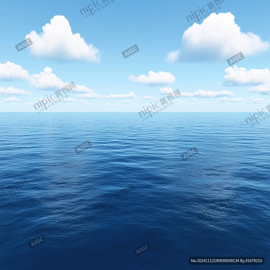海平面碧海藍天白云