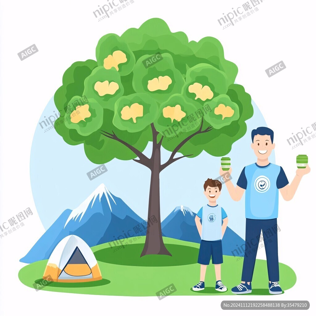 手繪風(fēng)親子露營