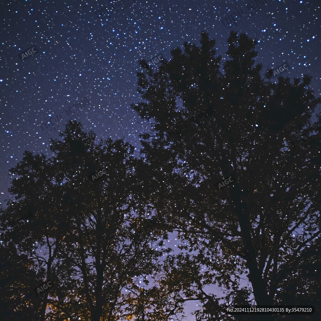 星空樹木剪影