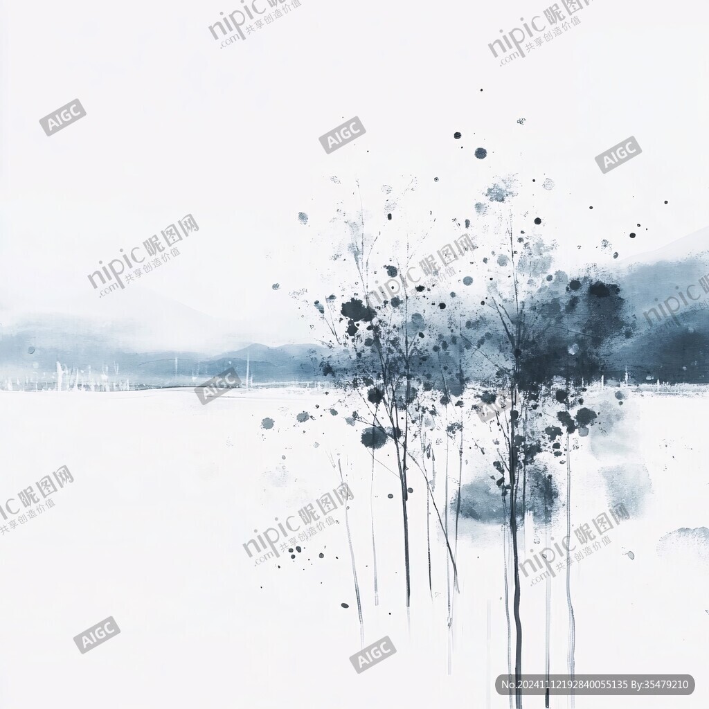淡藍(lán)色水墨風(fēng)