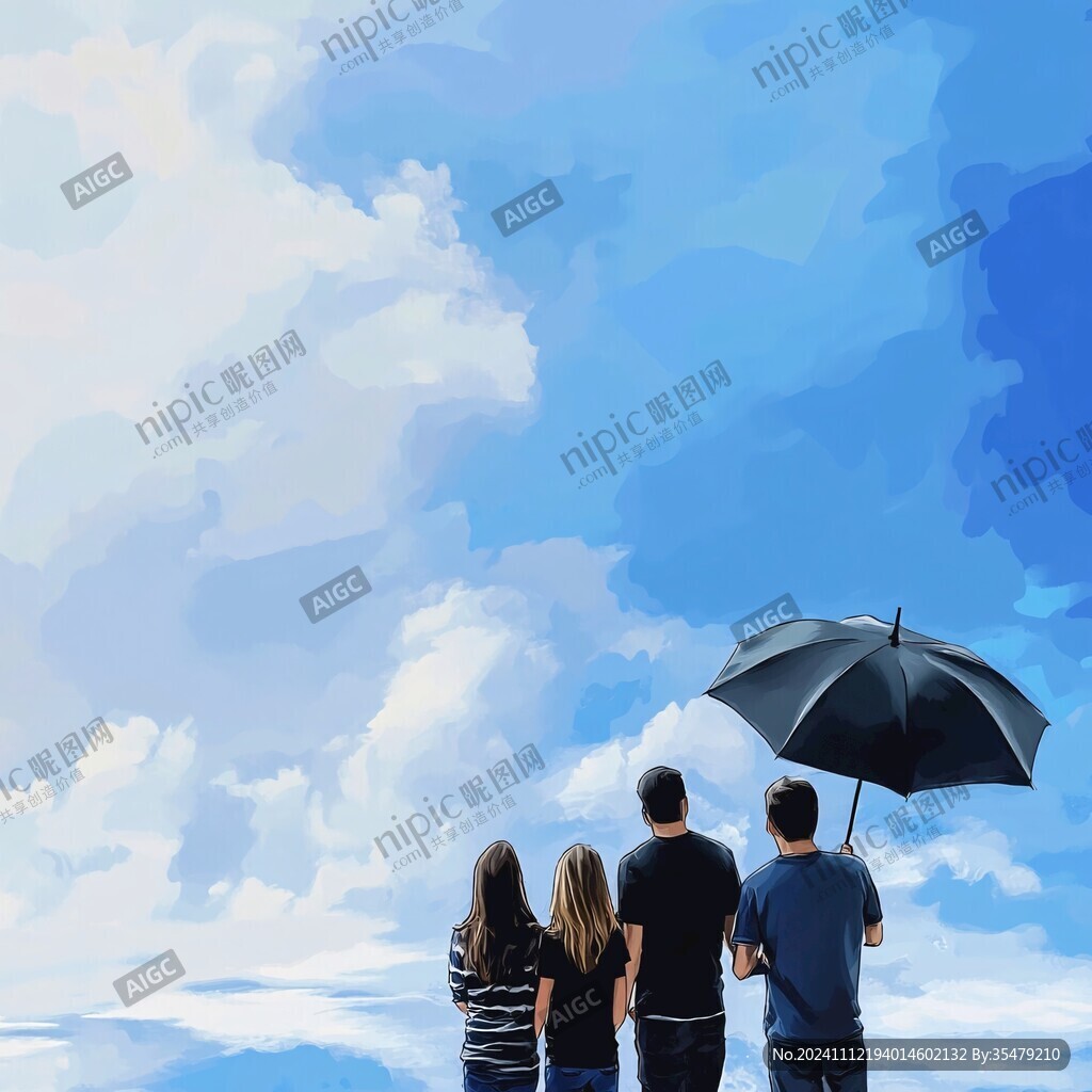 3個人看著云