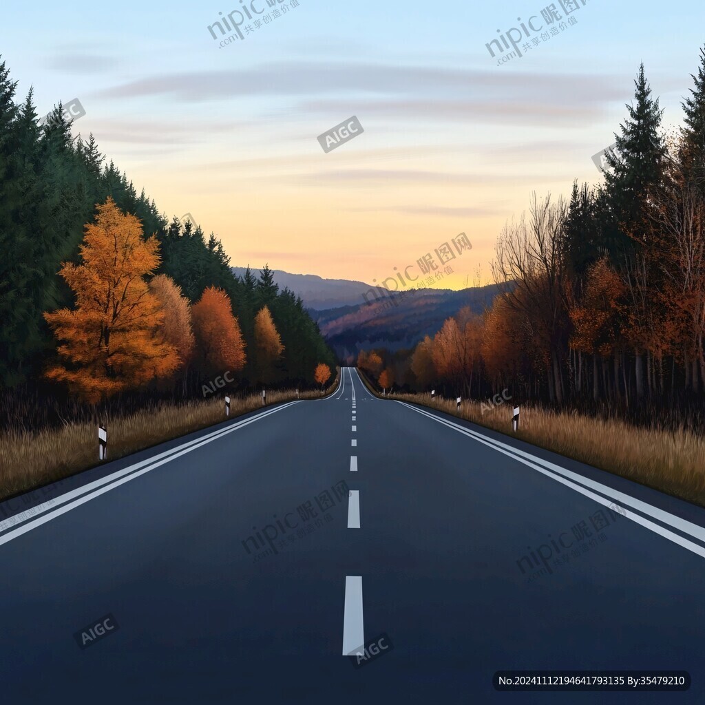 秋天的馬路素材