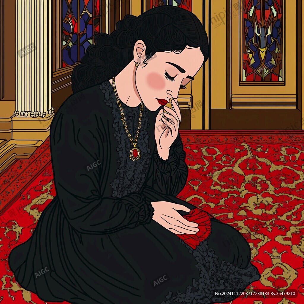 回族美女插畫