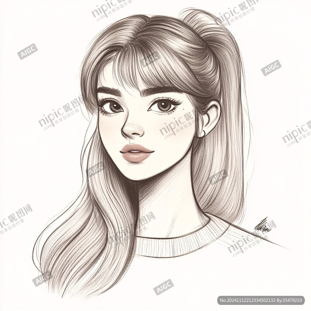 美女手繪頭像