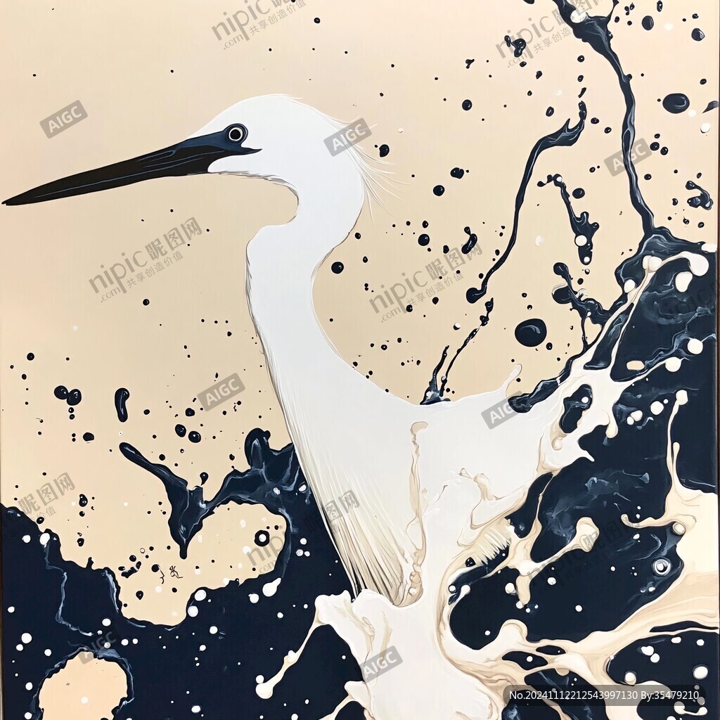 白鷺無框畫