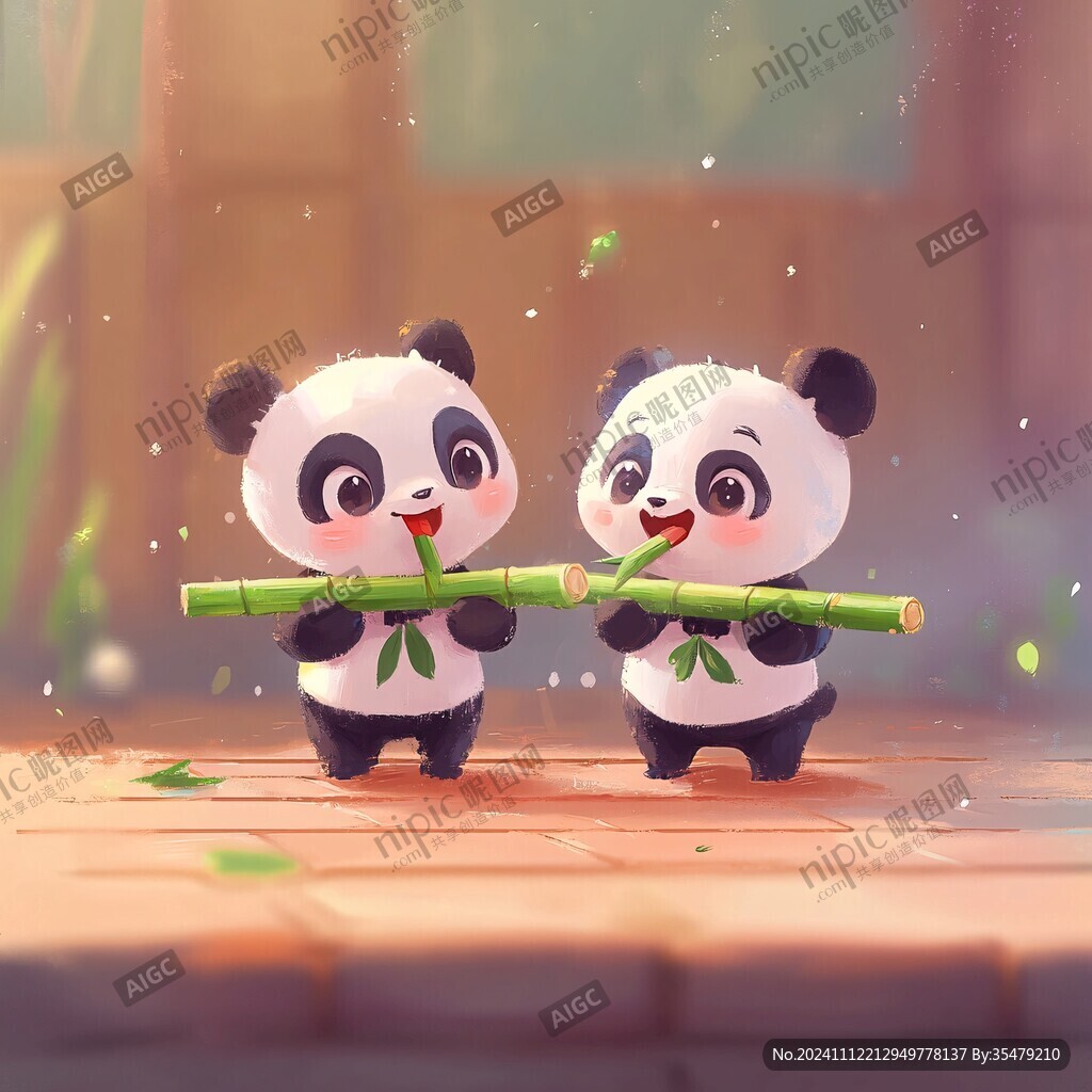 竹子熊貓ip形象插畫