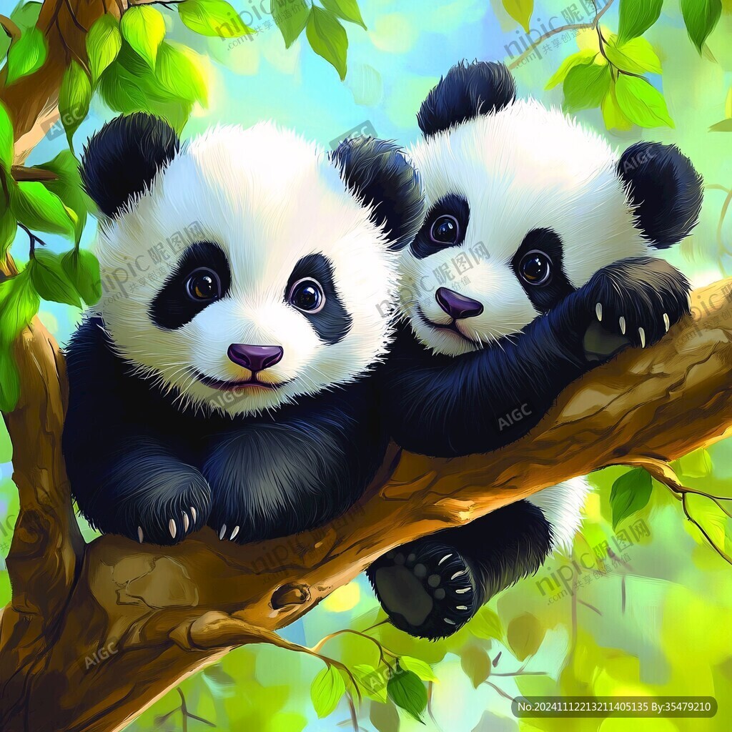 珍稀動(dòng)物熊貓插畫