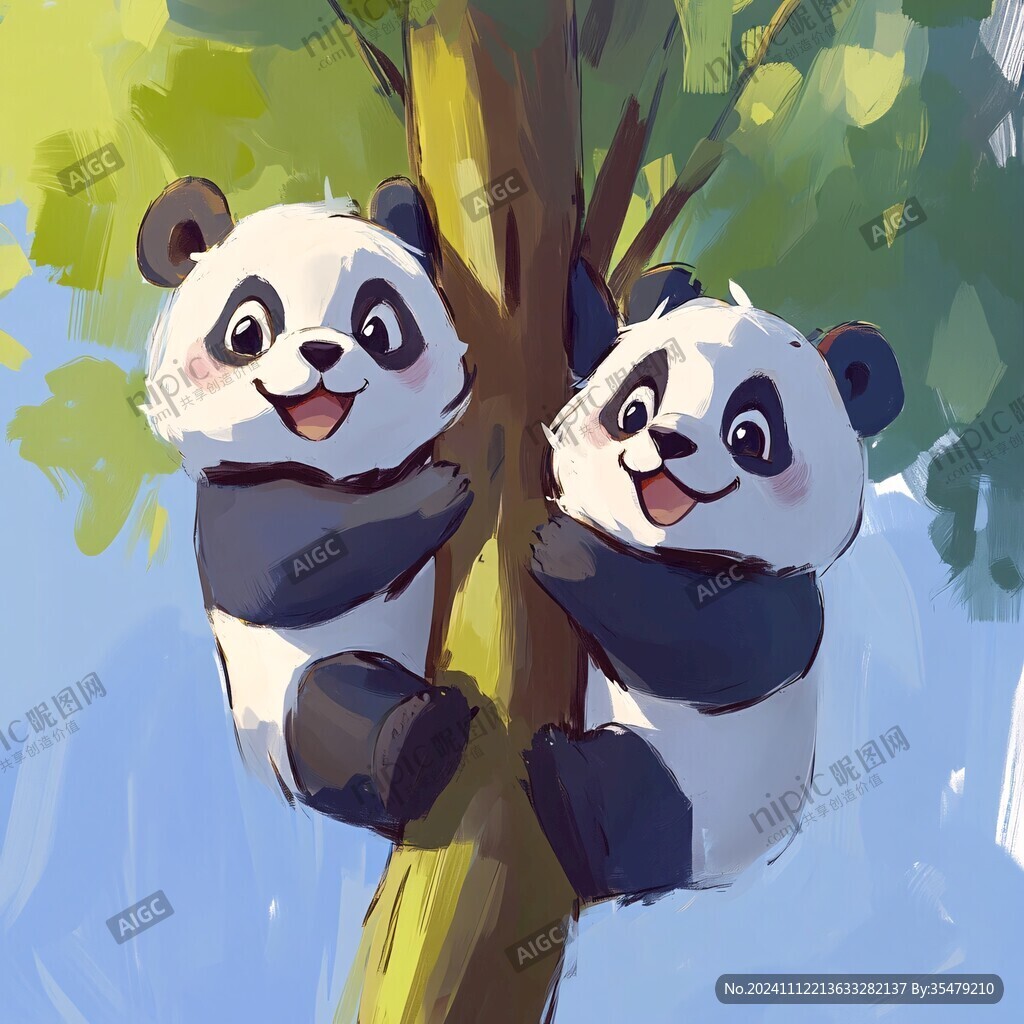 竹子熊貓ip形象插畫