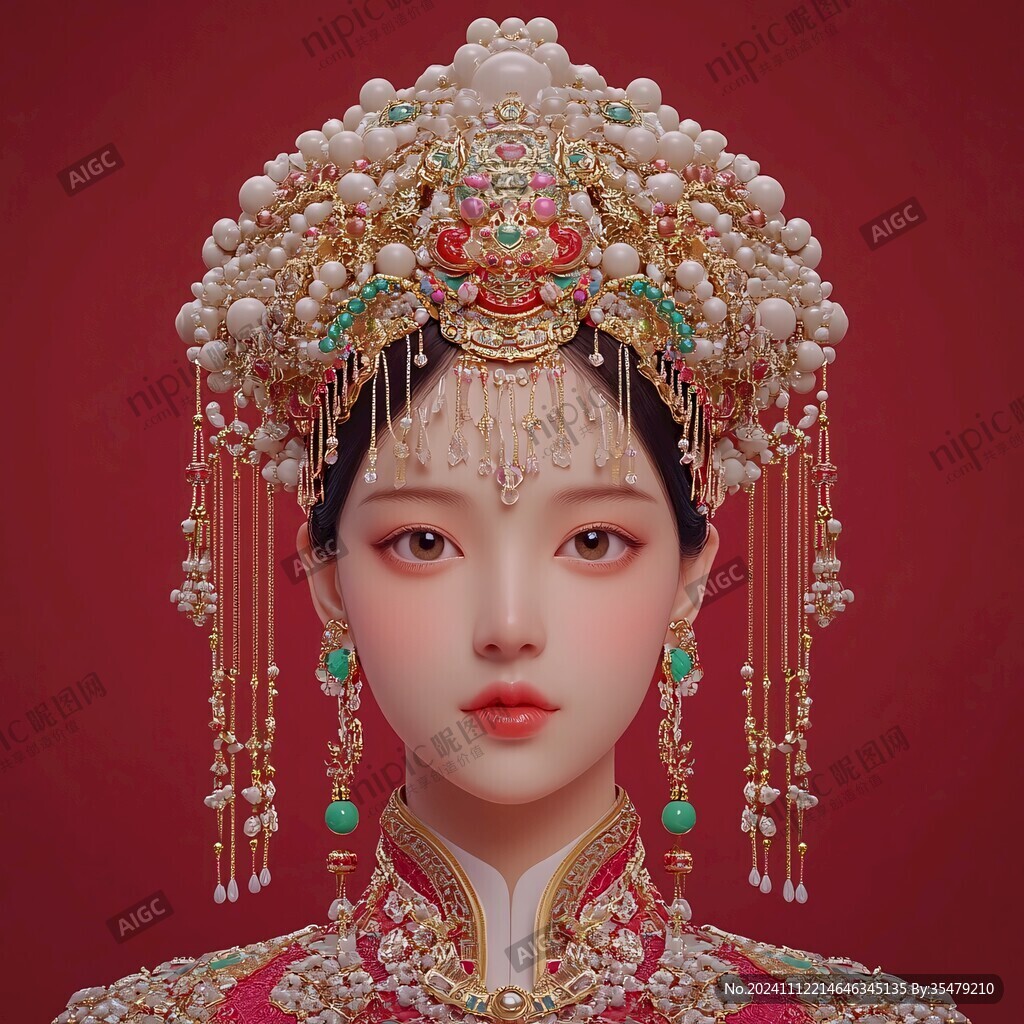中式新娘插畫