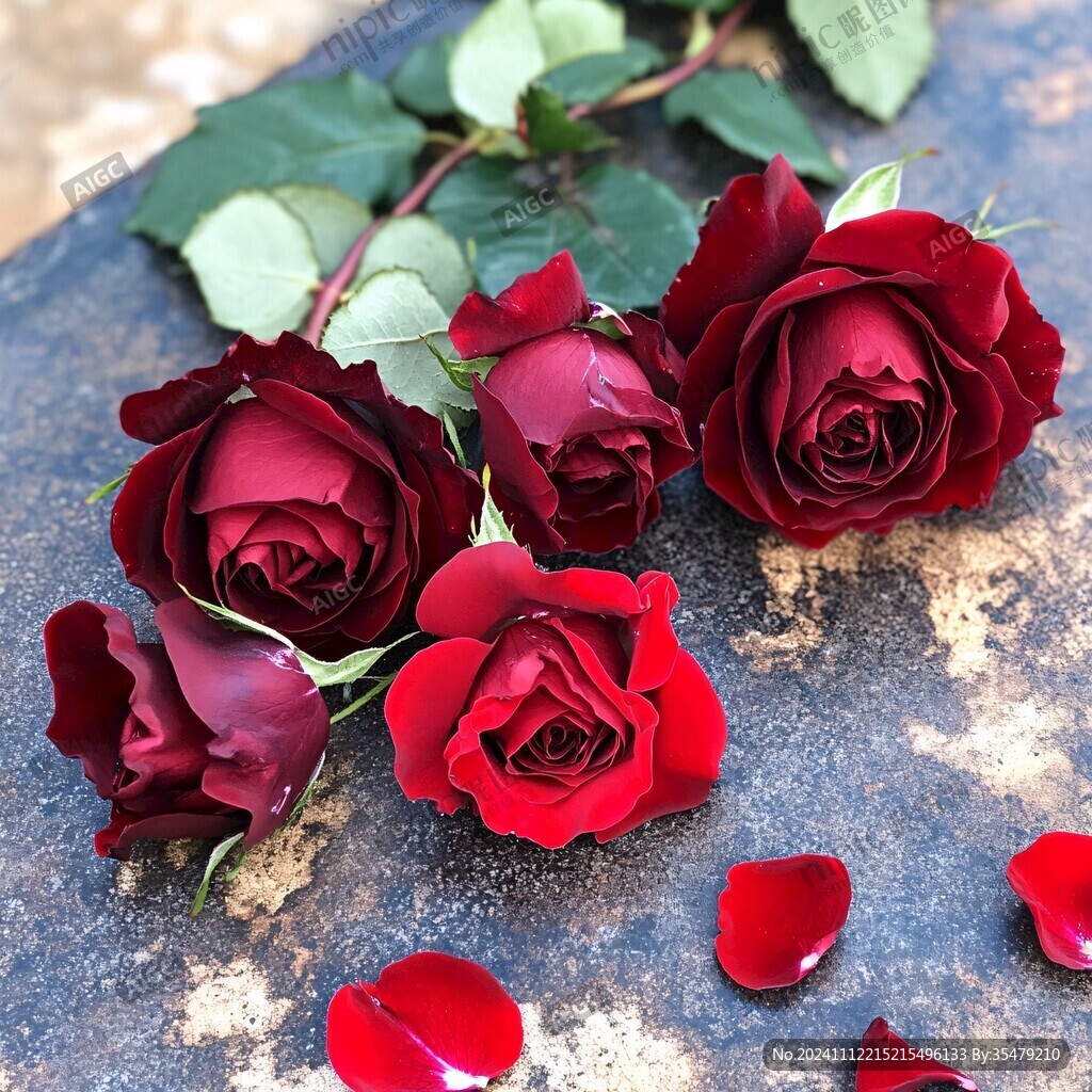 墨紅玫瑰花花